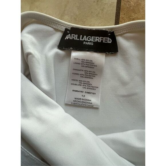 KARL LAGERFELD PARIS Sunglasses Print One-Piece Swimsuit Bathing Suit 12 $118 - Picture 4 of 4